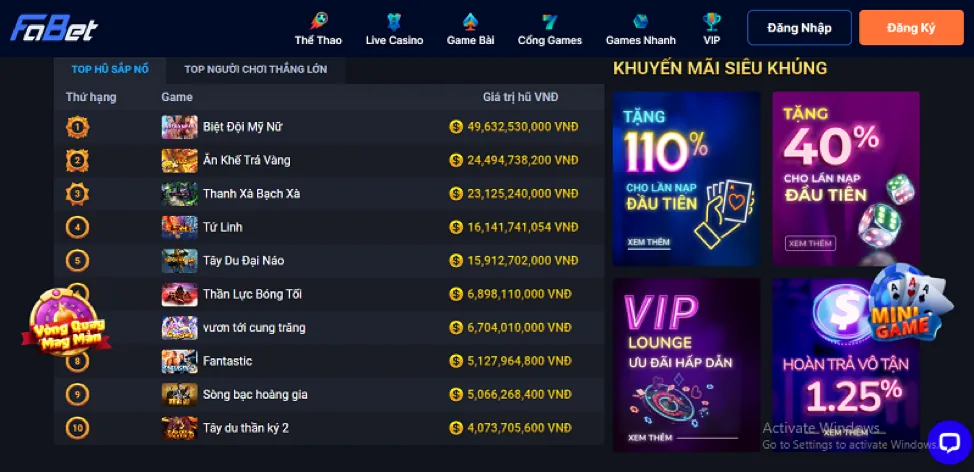 Các loại game Nổ Hũ